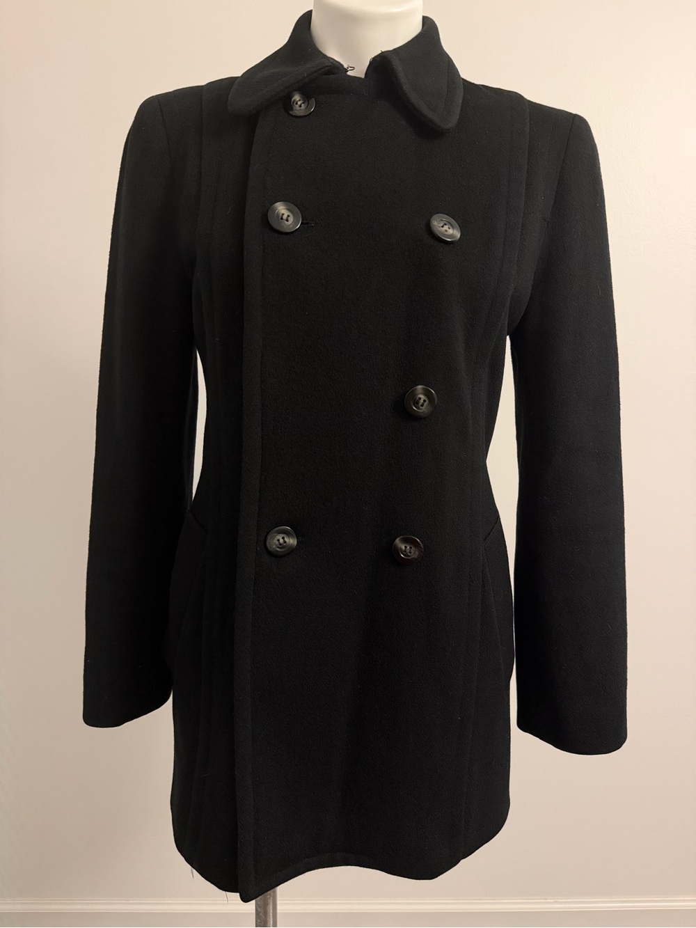 Daniel & Rebecca Vintage Classic Black Double-Breasted Peacoat